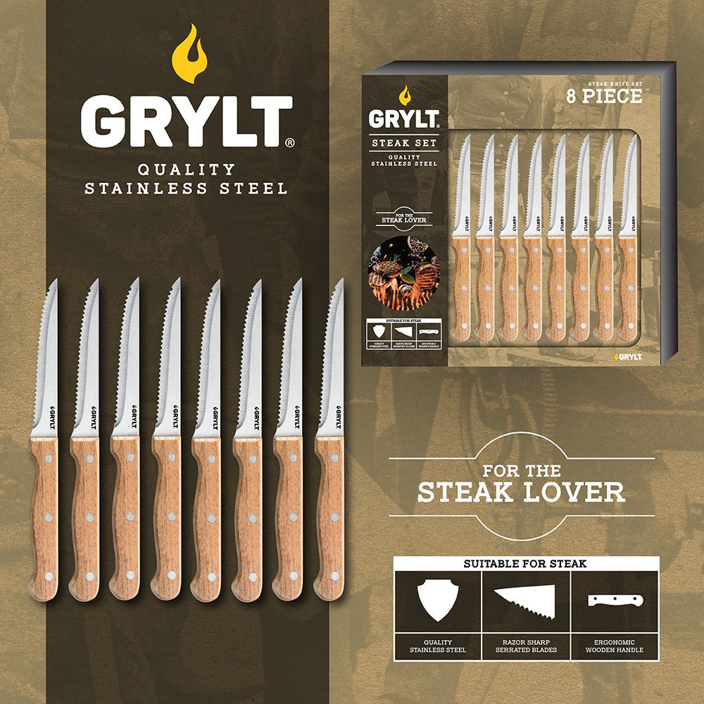 GRYLT Set of 8 Steak Knives