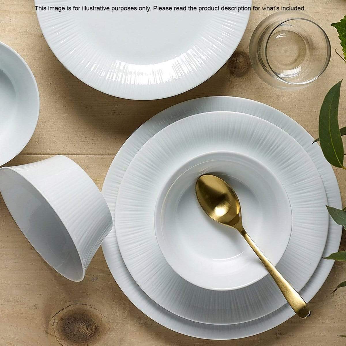 Noritake Conifere Fine White Porcelain 12 Piece Dinner Set