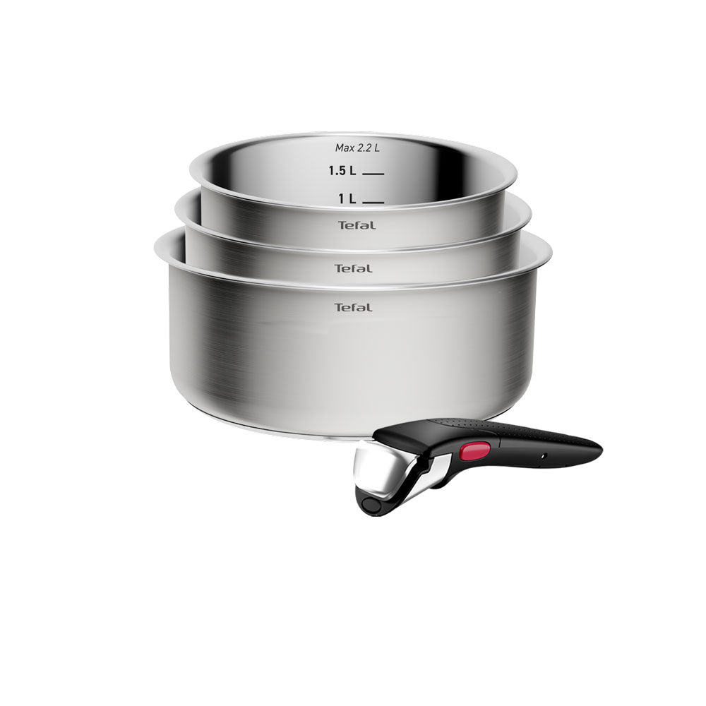 Tefal Ingenio Emotion+ Induction Uncoated Stainless Steel 4 Piece Induction Pot Set