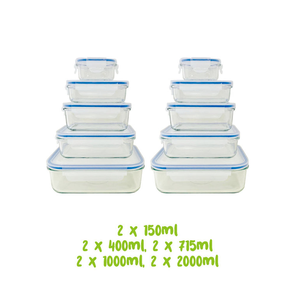 Glasslock 10 Piece Tempered Glass Container Set