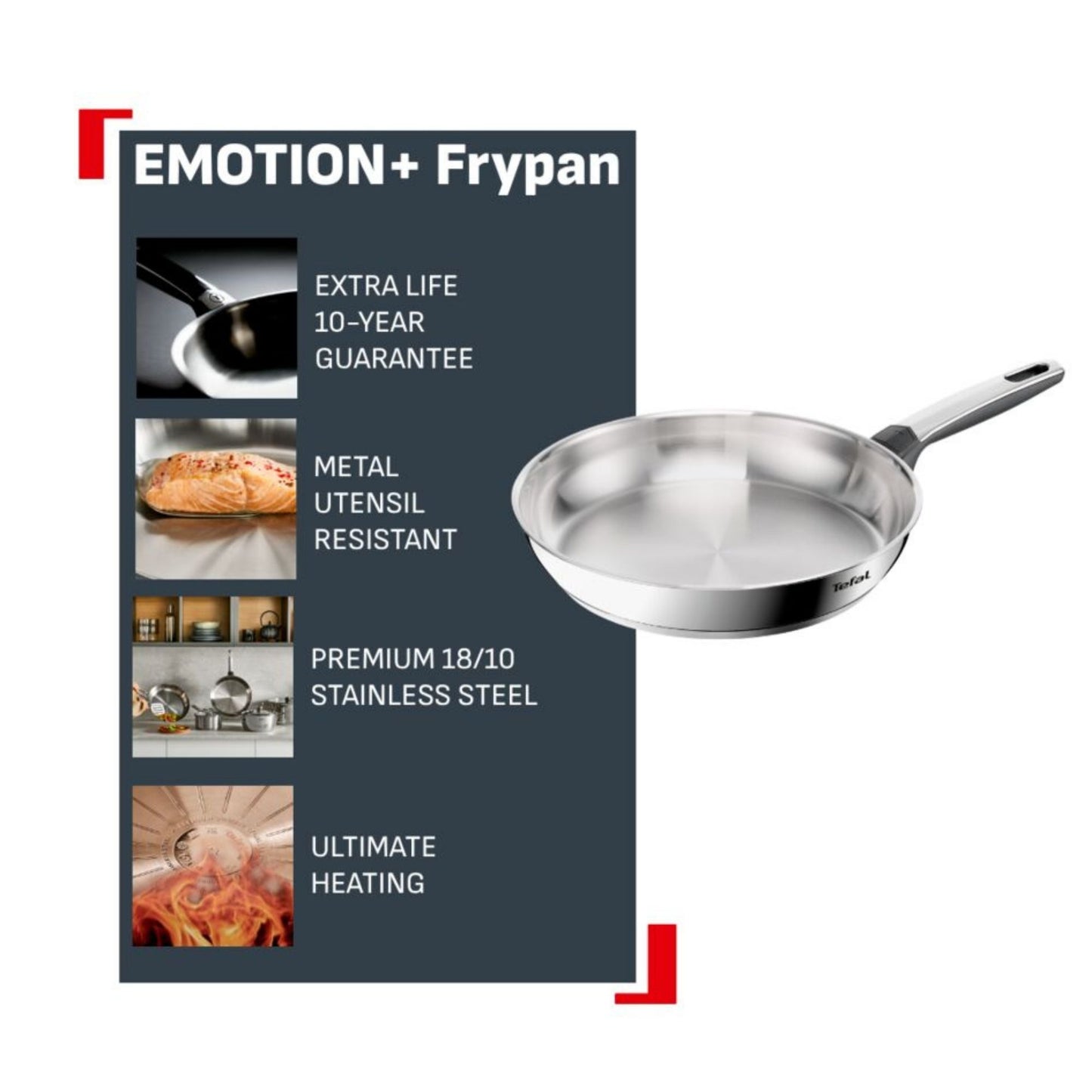 Tefal Emotion+ Induction Stainless Steel Frypan 28cm