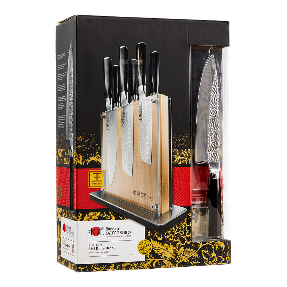 Baccarat Damashiro EMPEROR Shi Knife Block 7 Piece