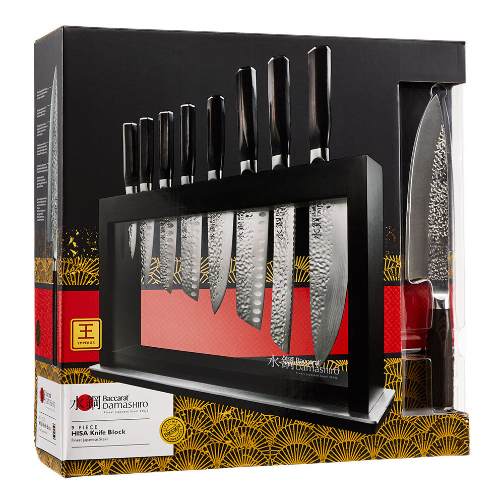 Baccarat Damashiro EMPEROR Hisa 9 Piece Knife Block