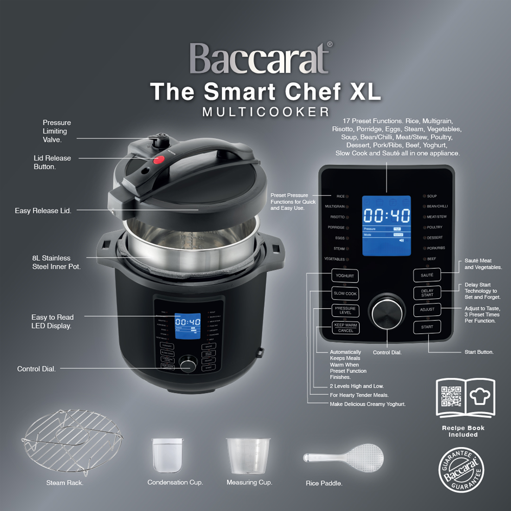 Baccarat The Smart Chef Multicooker 8L Black