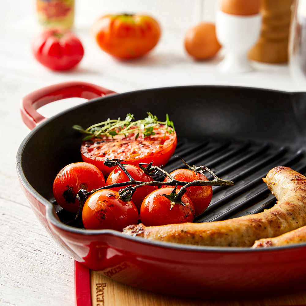 Baccarat Le Connoisseur Cast Iron Round Grill Pan Red