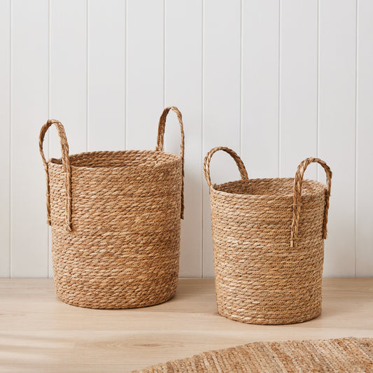 Deborah Hutton Set of 2 Bulrush Woven Baskets