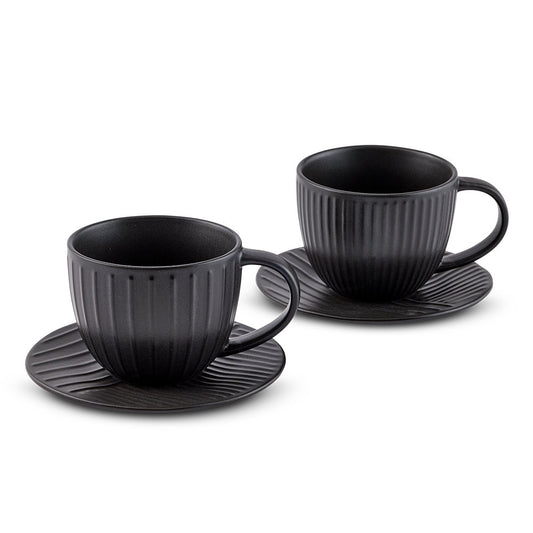 Salt & Pepper Blake Teacup & Saucer 400ml Set of 2