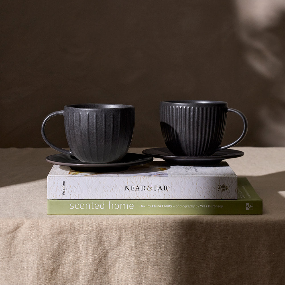 Salt & Pepper Blake Teacup & Saucer 400ml Set of 2