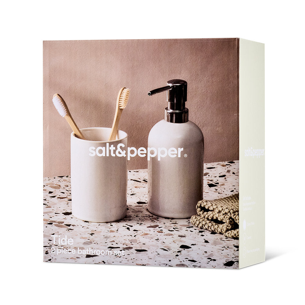 Salt & Pepper Tide Soap Dispenser & Tumbler Set