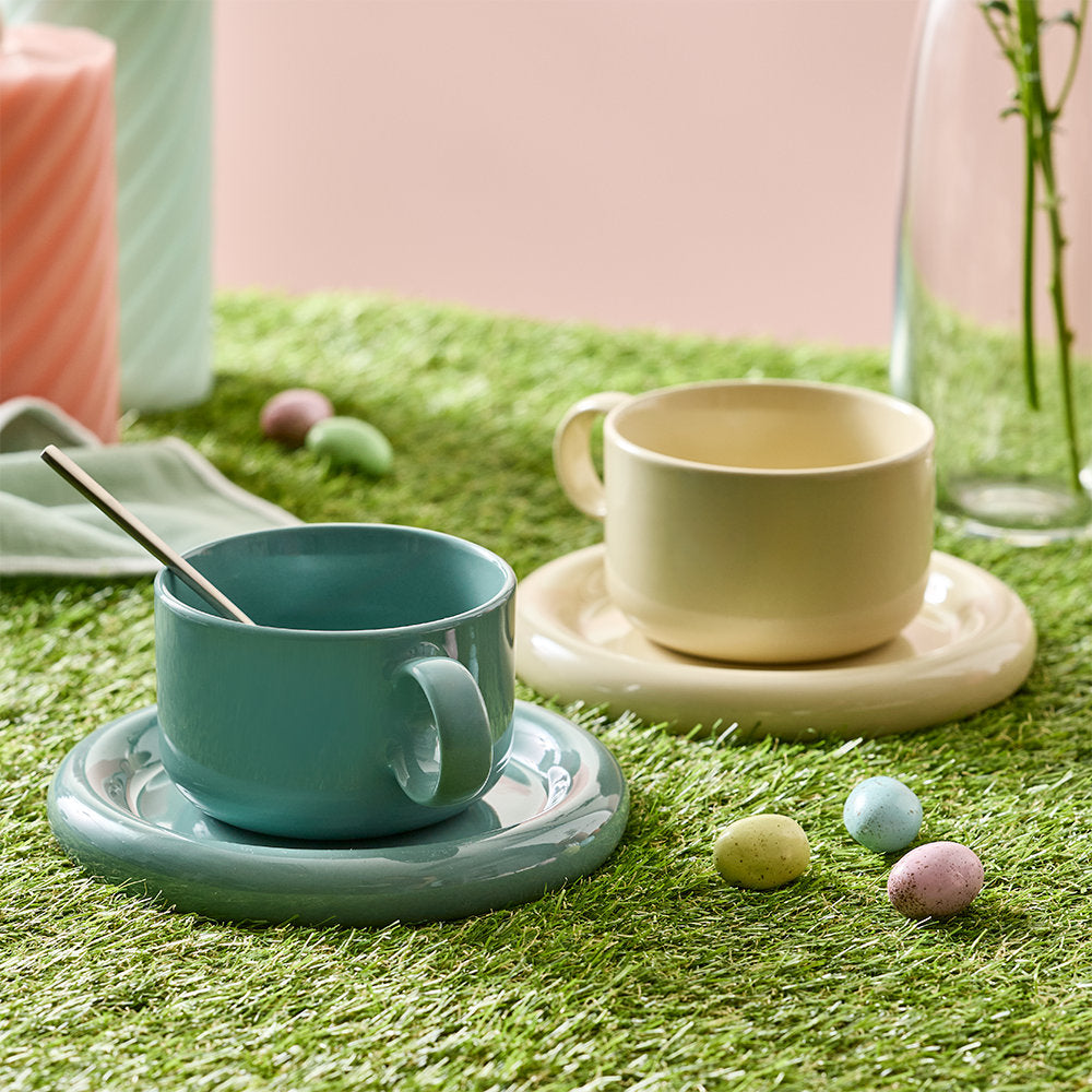 Salt & Pepper Finn Teacup & Saucer 240ml Set of 2