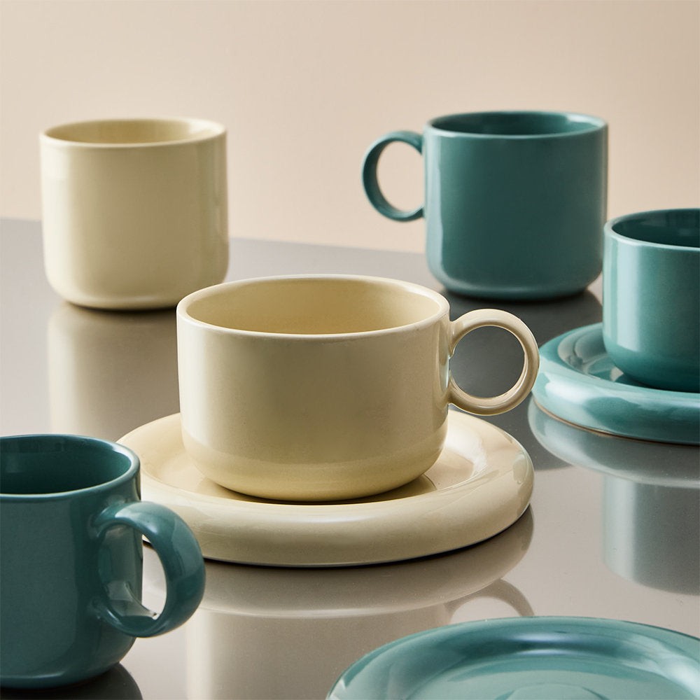 Salt & Pepper Finn Teacup & Saucer 240ml Set of 2