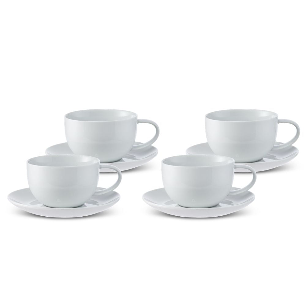 Salt & Pepper Coupe Teacup & Saucer 250ml Set of 4