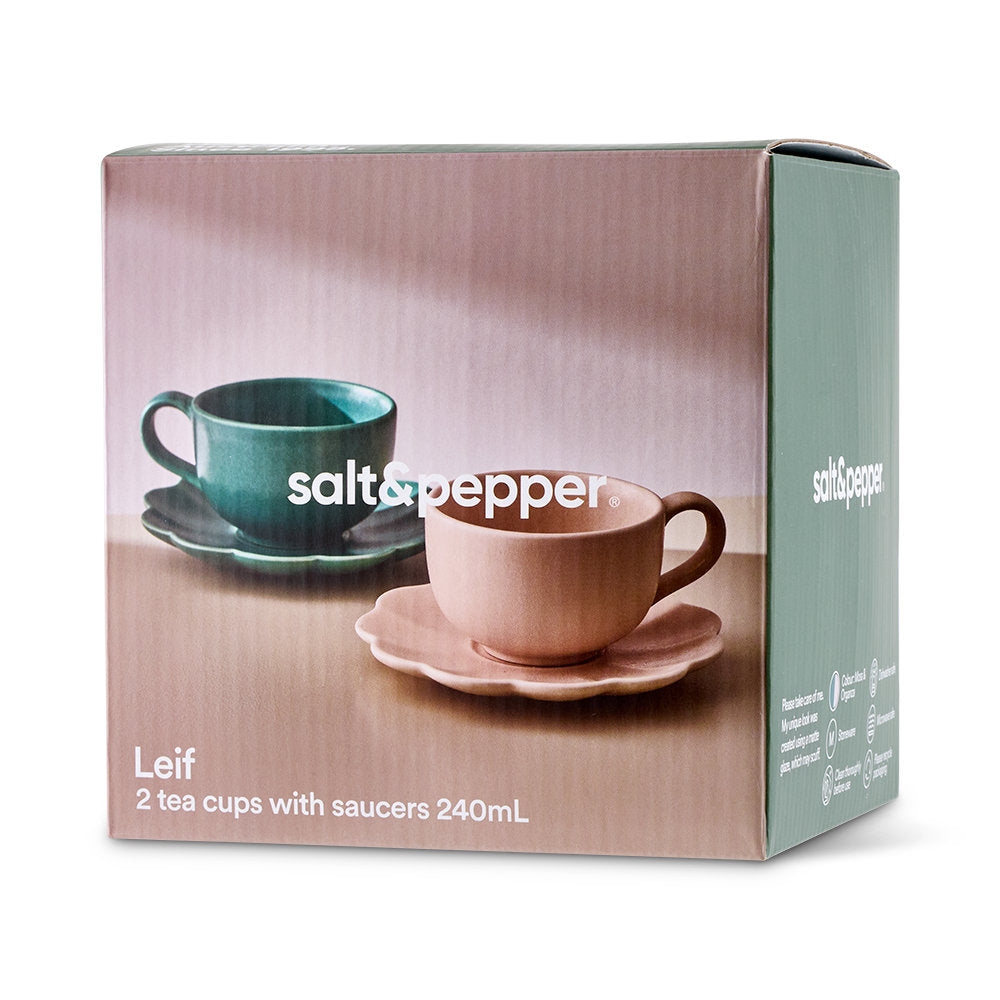 Salt & Pepper Leif Teacup & Saucer Set of 2 240ml