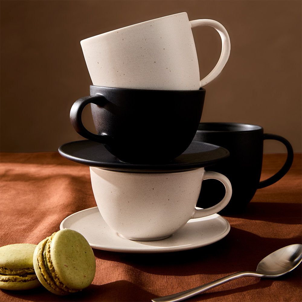Salt & Pepper Milan Teacup & Saucer 280ml Set of 6