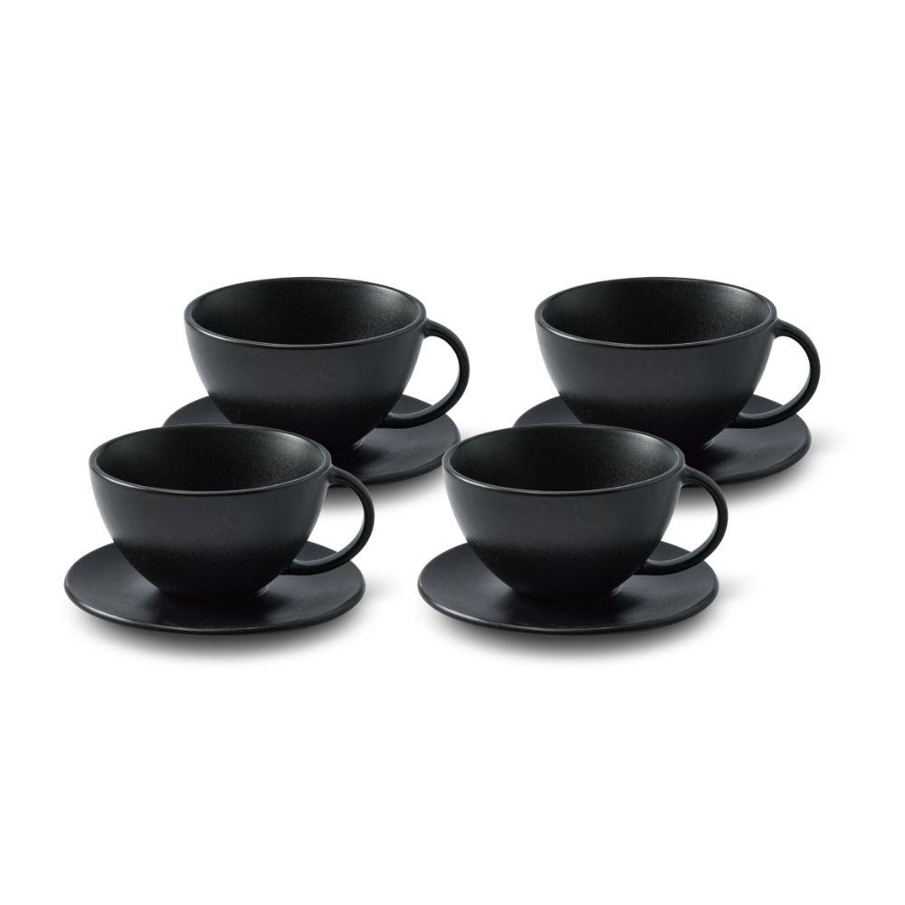 Salt & Pepper Riley Teacups & Saucers 360mL - Set of 4