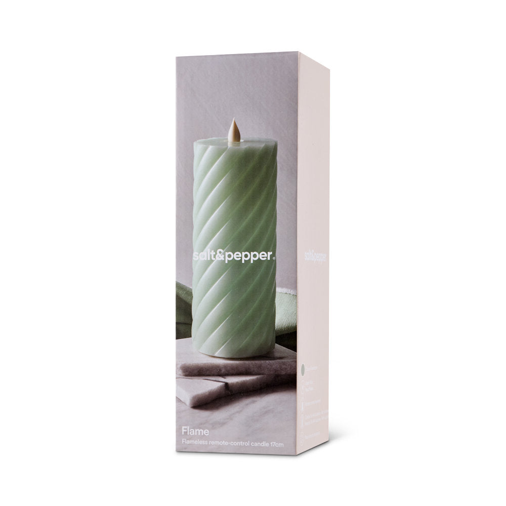 Salt & Pepper Flame Swirl LED Flickering Candle 17cm
