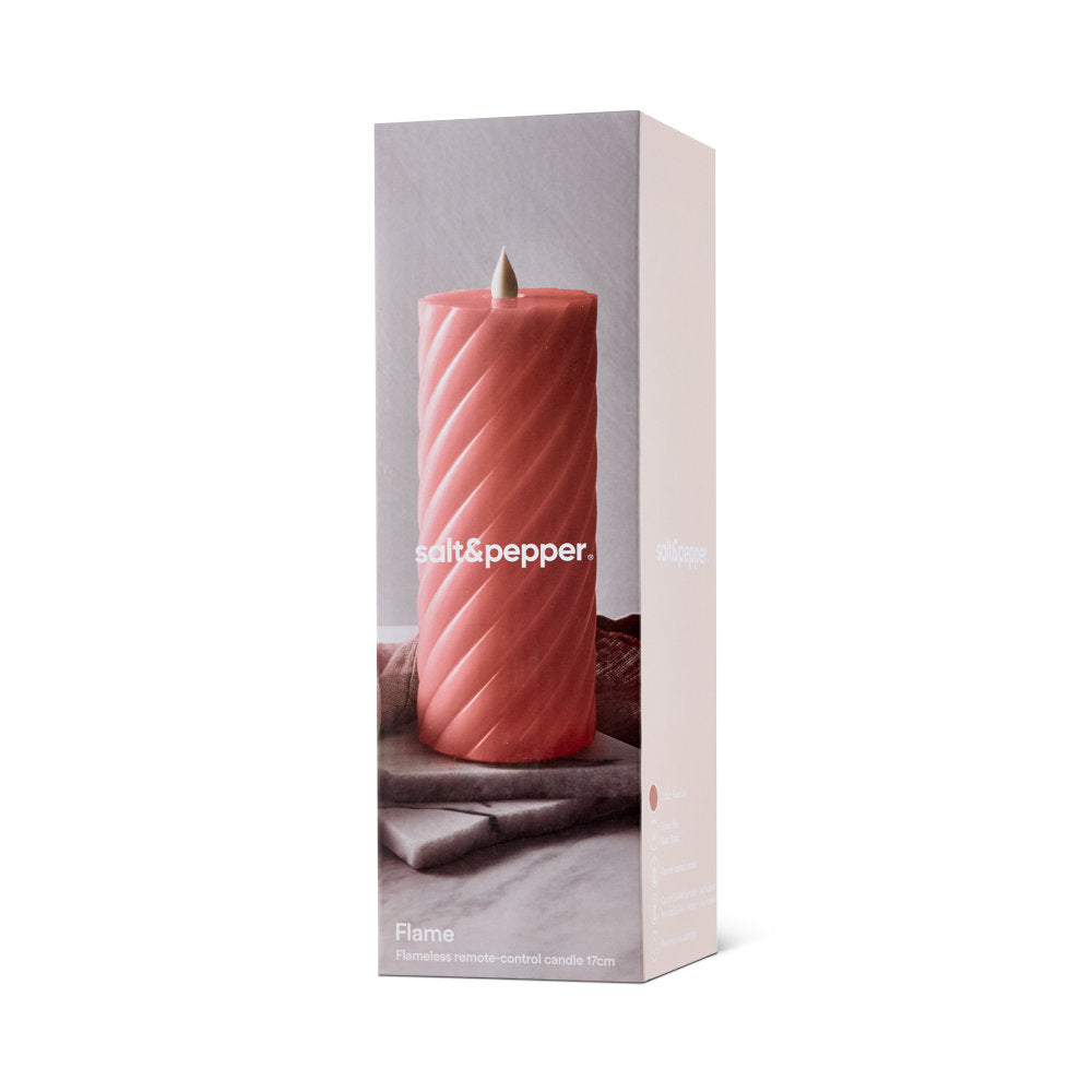 Salt & Pepper Flame Swirl LED Flickering Candle 17cm