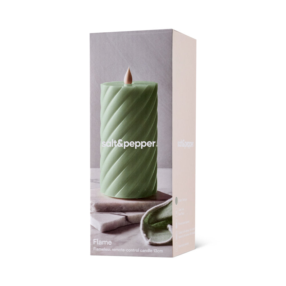 Salt & Pepper Flame Swirl LED Flickering Candle 13cm
