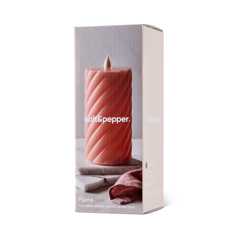 Salt & Pepper Flame Swirl LED Flickering Candle 13cm