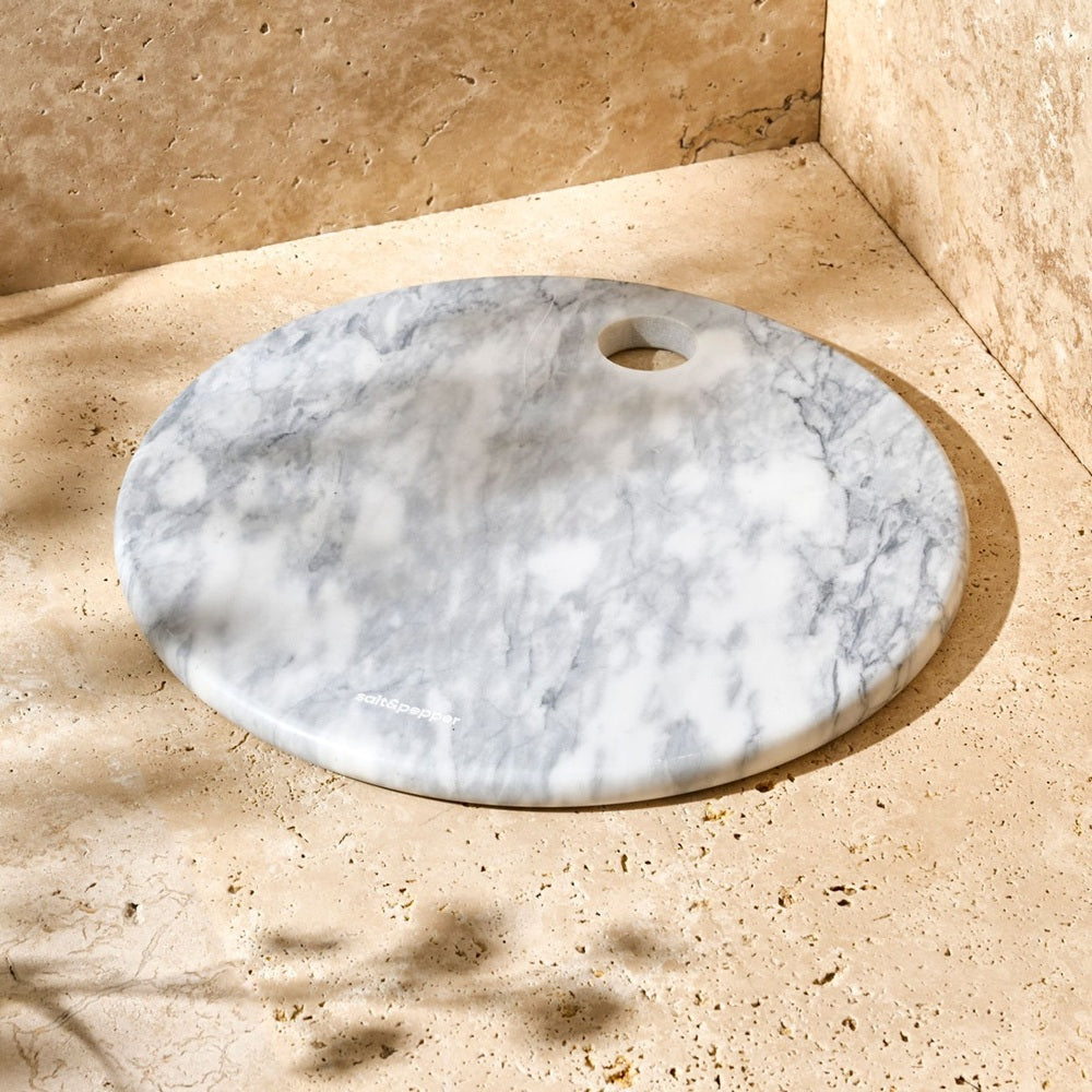 Salt & Pepper Riley Round Marble Platter