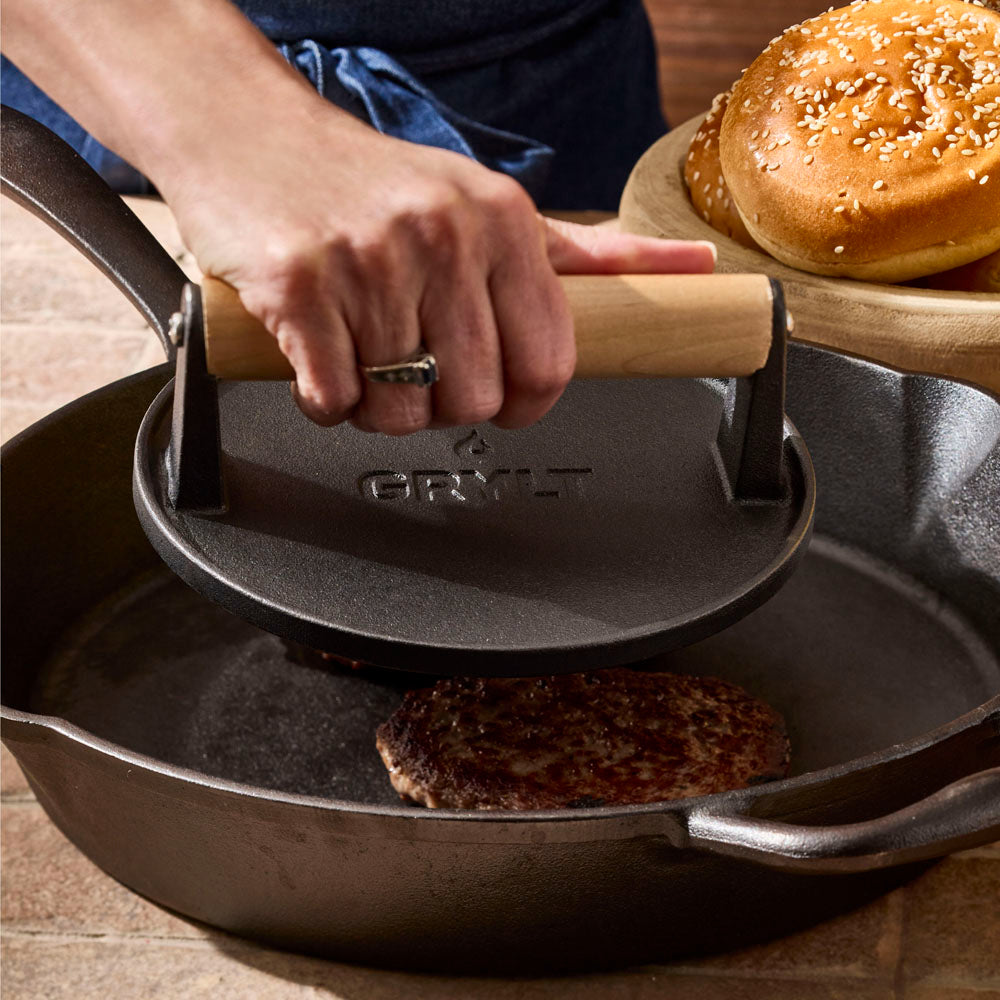 GRYLT Cast Iron Flat Burger Press