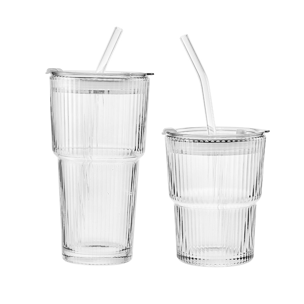 Alex Liddy Country Bloom Set Of 2 Ribbed Tumblers Clear