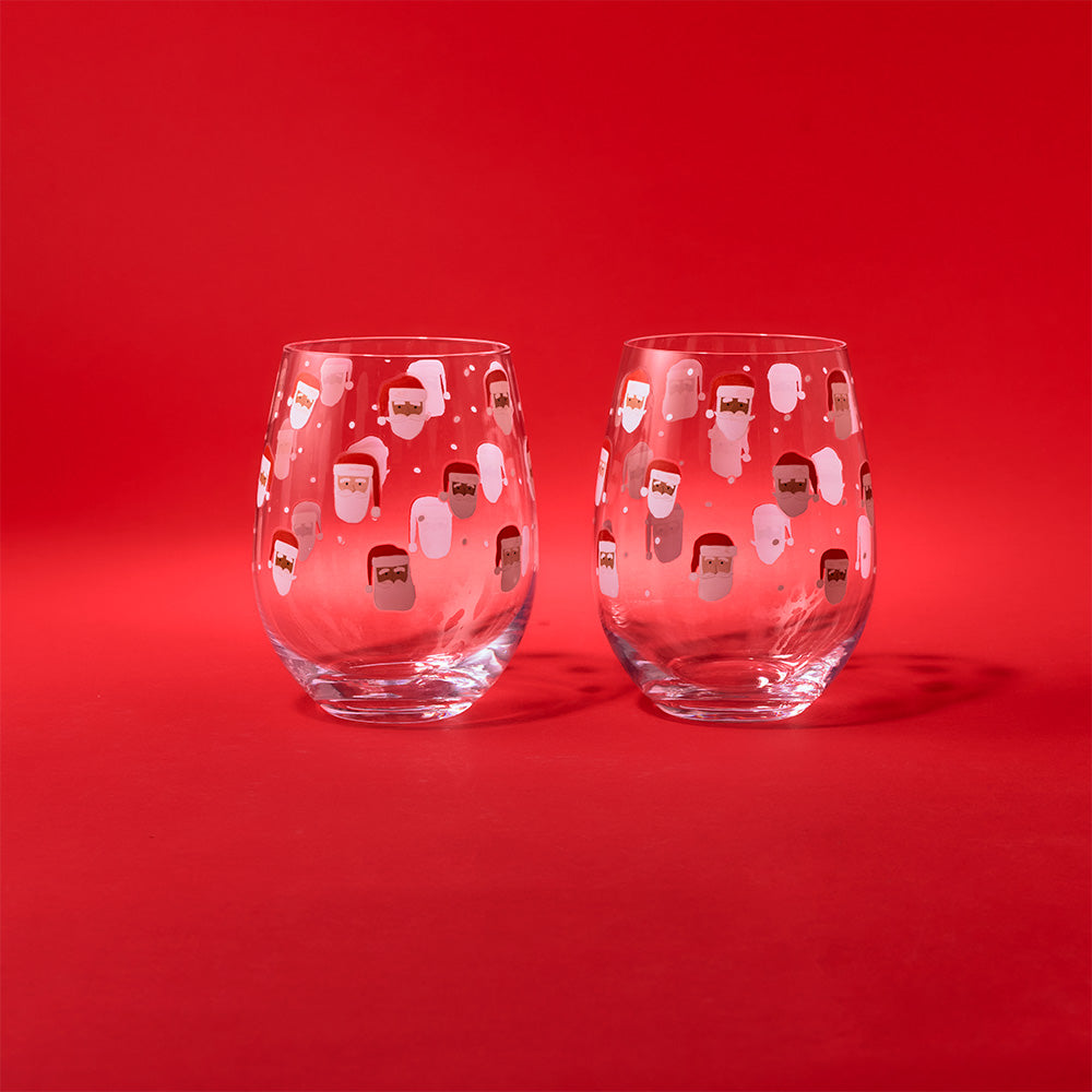Ambrosia Santas Workshop Set of 2 Stemless Glasses