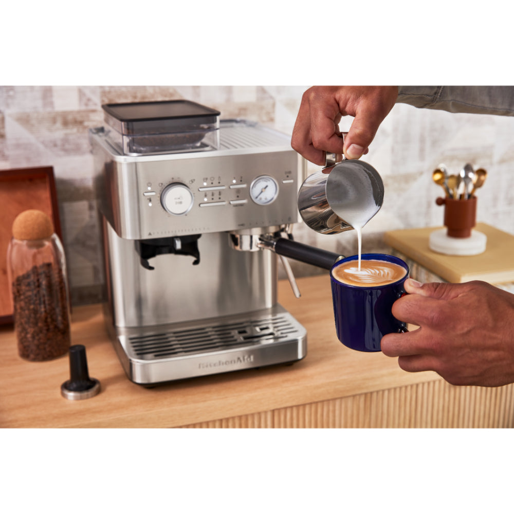 KitchenAid Semi Automatic Espresso Machine With Burr Grinder Stainless Steel