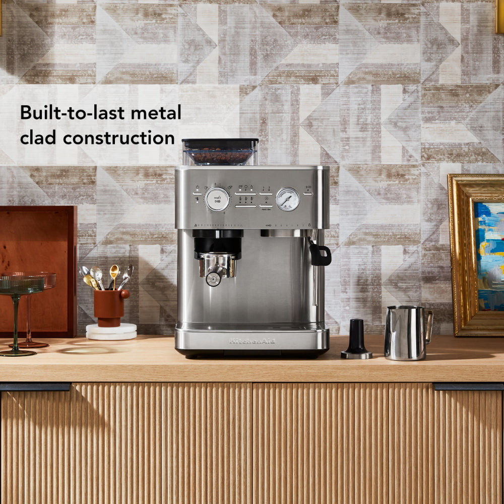 KitchenAid Semi Automatic Espresso Machine With Burr Grinder Stainless Steel