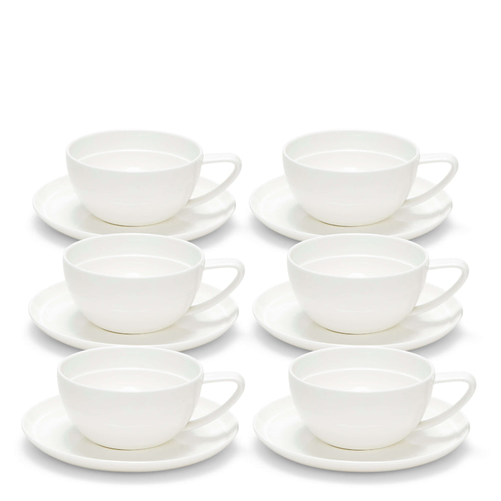 Salt & Pepper Edge Tea Cups & Saucers 280mL - Set of 6
