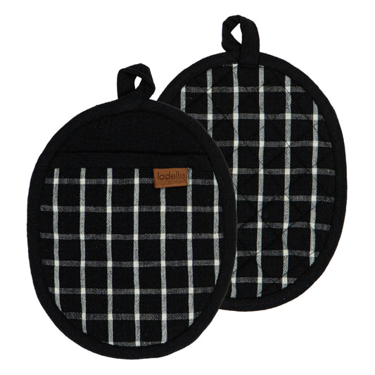 Ladelle Hemingway Black Set Of 2 Pot Holders