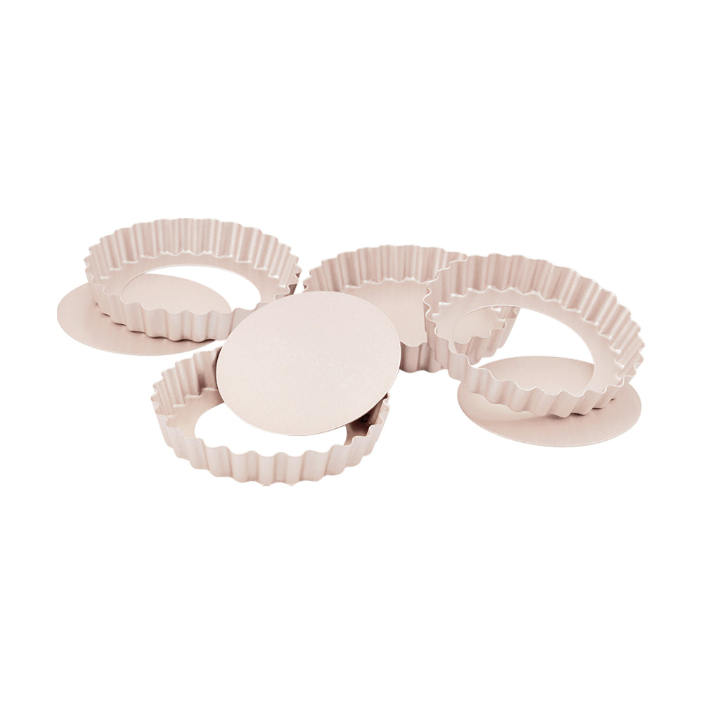 Chefmade Set of 4 Mini Loose Base Round Tart Pans 10cm