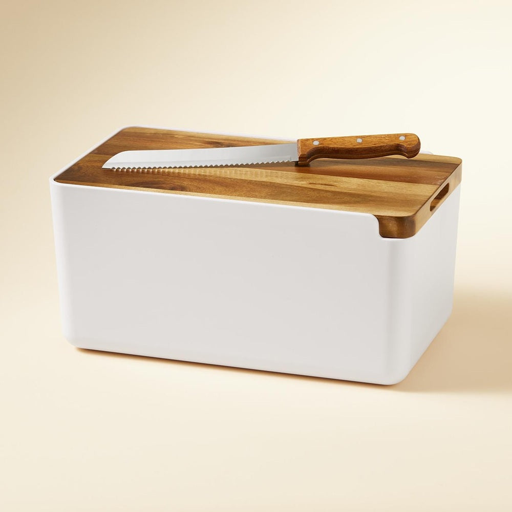 Salt & Pepper Hudson Bread Bin with Cutting Board Lid