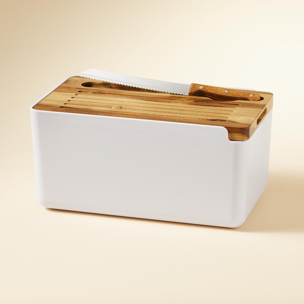 Salt & Pepper Hudson Bread Bin with Cutting Board Lid