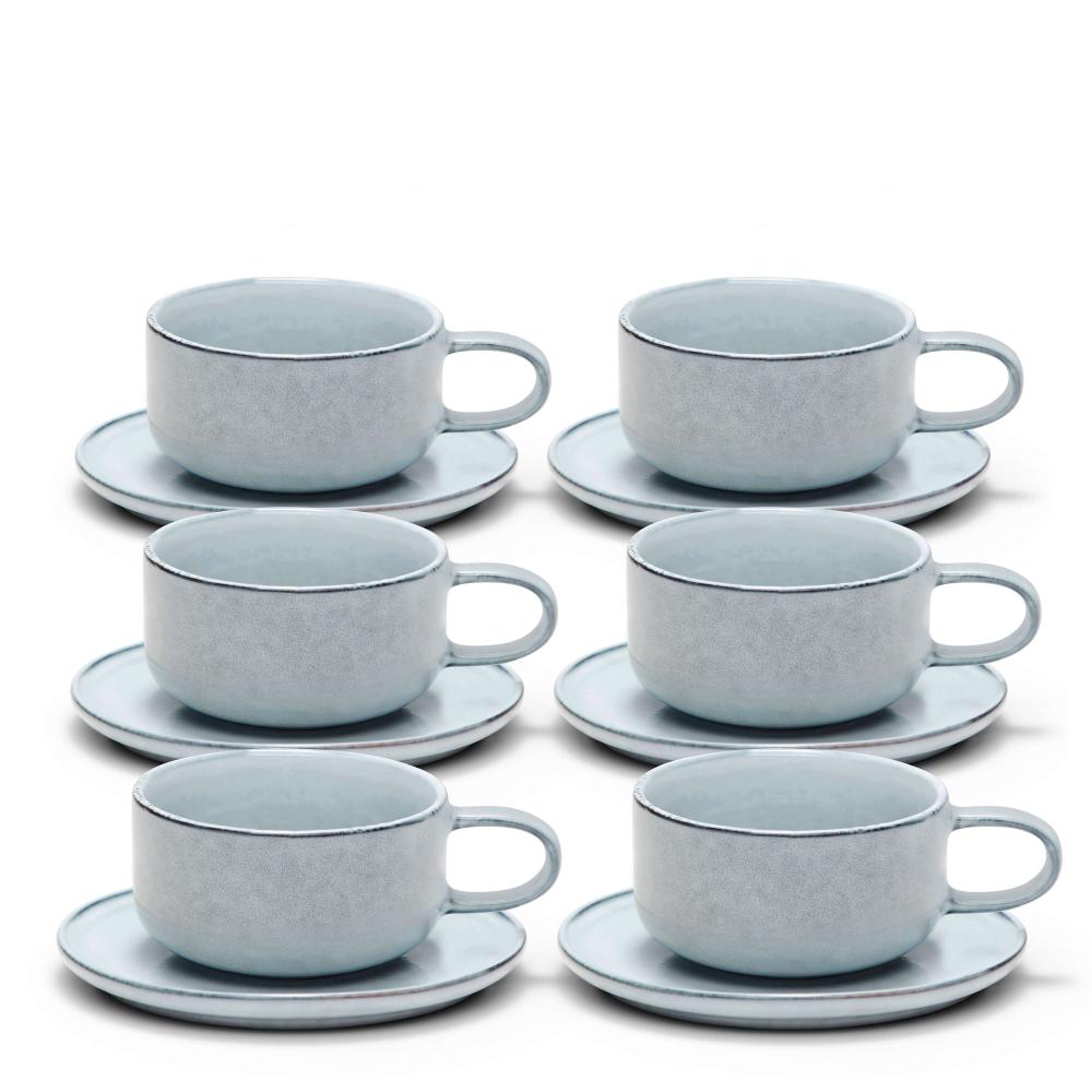 Salt & Pepper Relic Tea Cups & Saucers 260mL - Set of 6