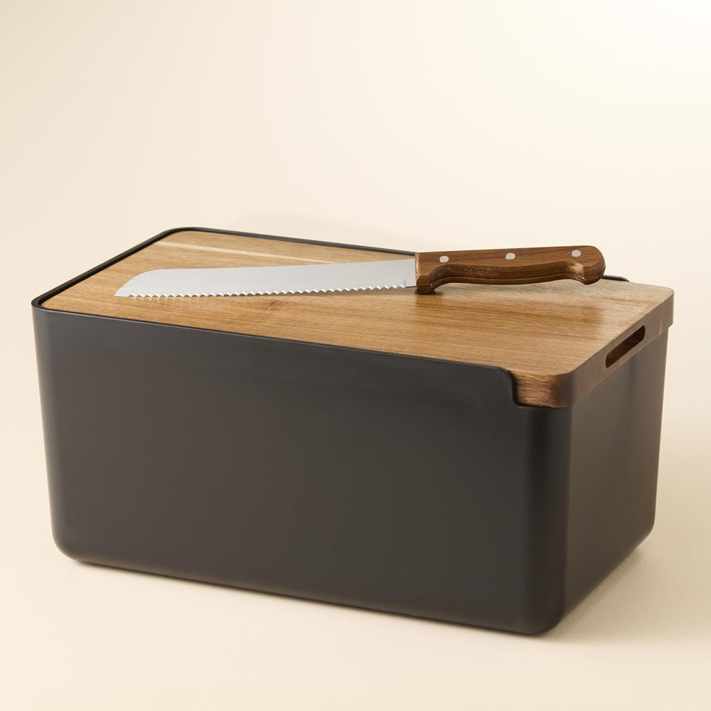 Salt & Pepper Hudson Bread Bin with Cutting Board Lid
