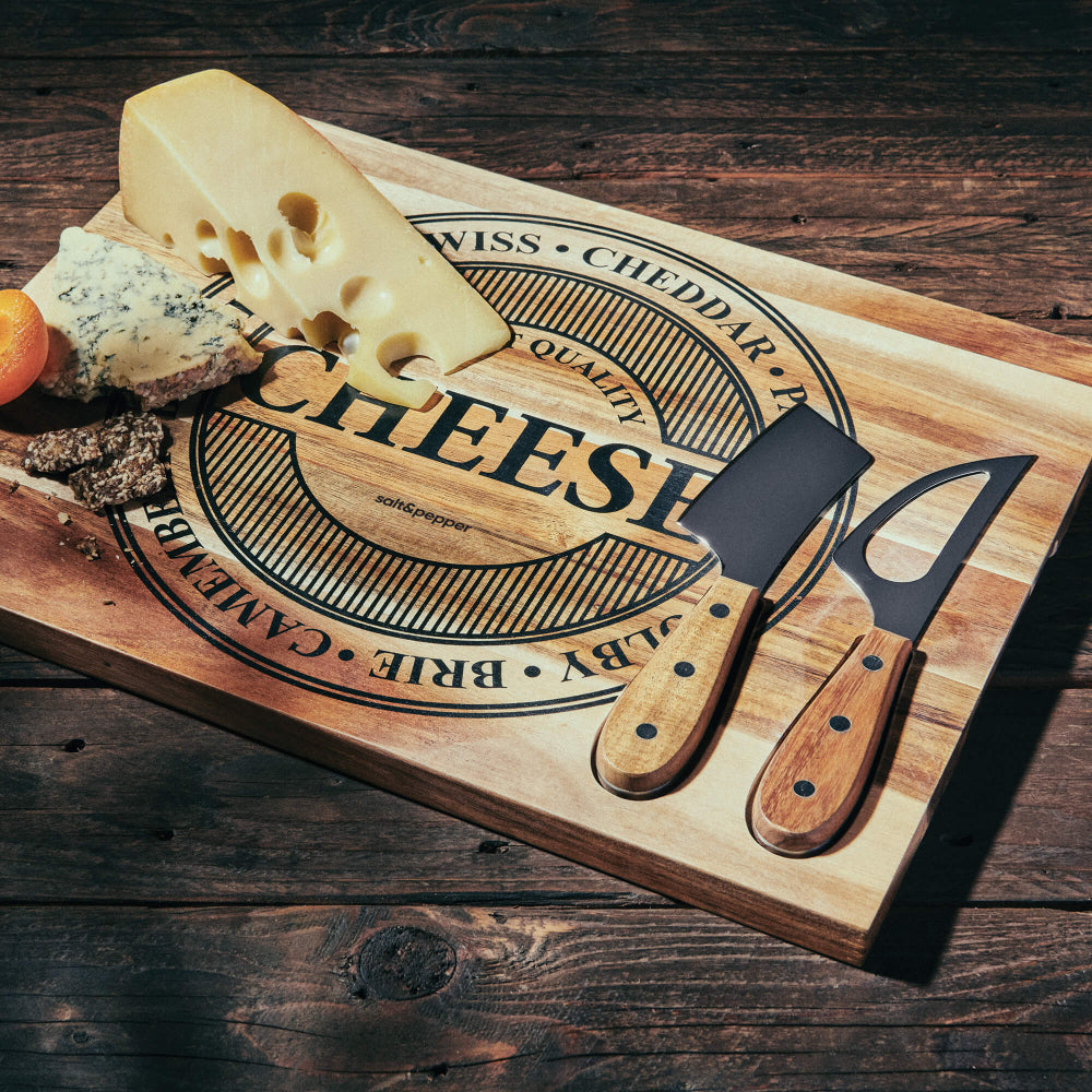 Salt & Pepper Fromage Serving Board with Knives 40 x 30cm