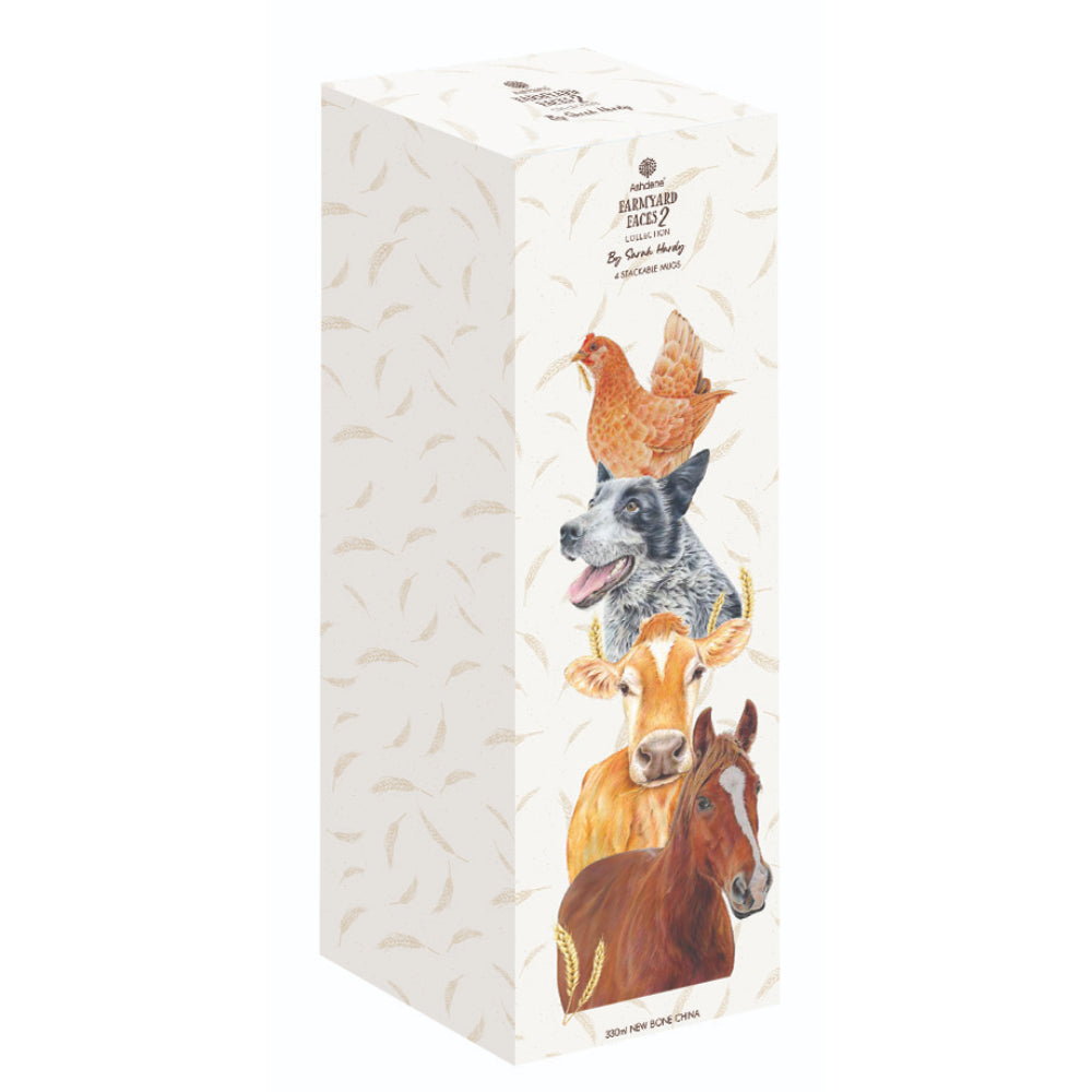 Ashdene Farmyard Faces 2 Set Of 4 Stackable Mugs