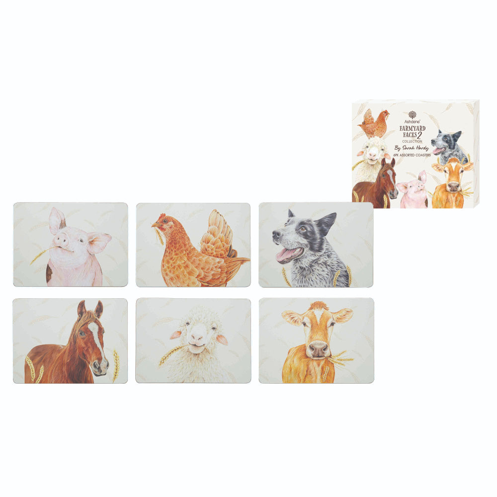 Ashdene Farmyard Faces 2 Set Of 6 Coasters