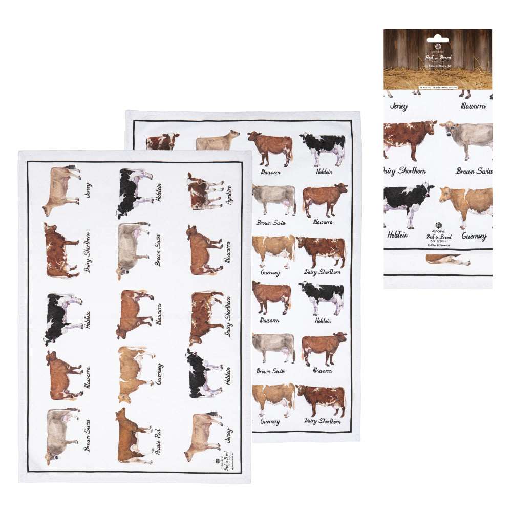 Ashdene Best In Breed Dairy Cow Set Of 2 Kitchen Towels