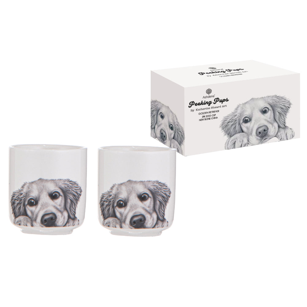 Ashdene Peeking Pups Golden Retriever Set of 2 Egg Cups