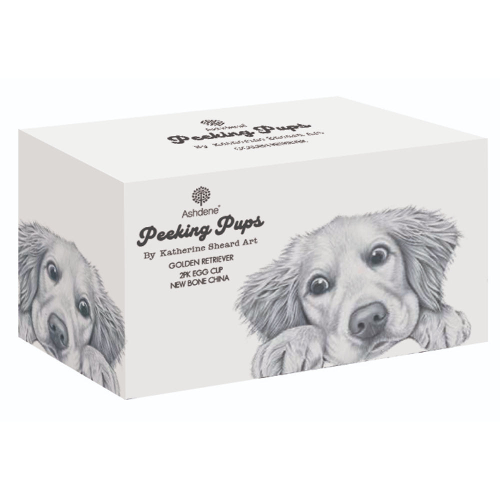 Ashdene Peeking Pups Golden Retriever Set of 2 Egg Cups