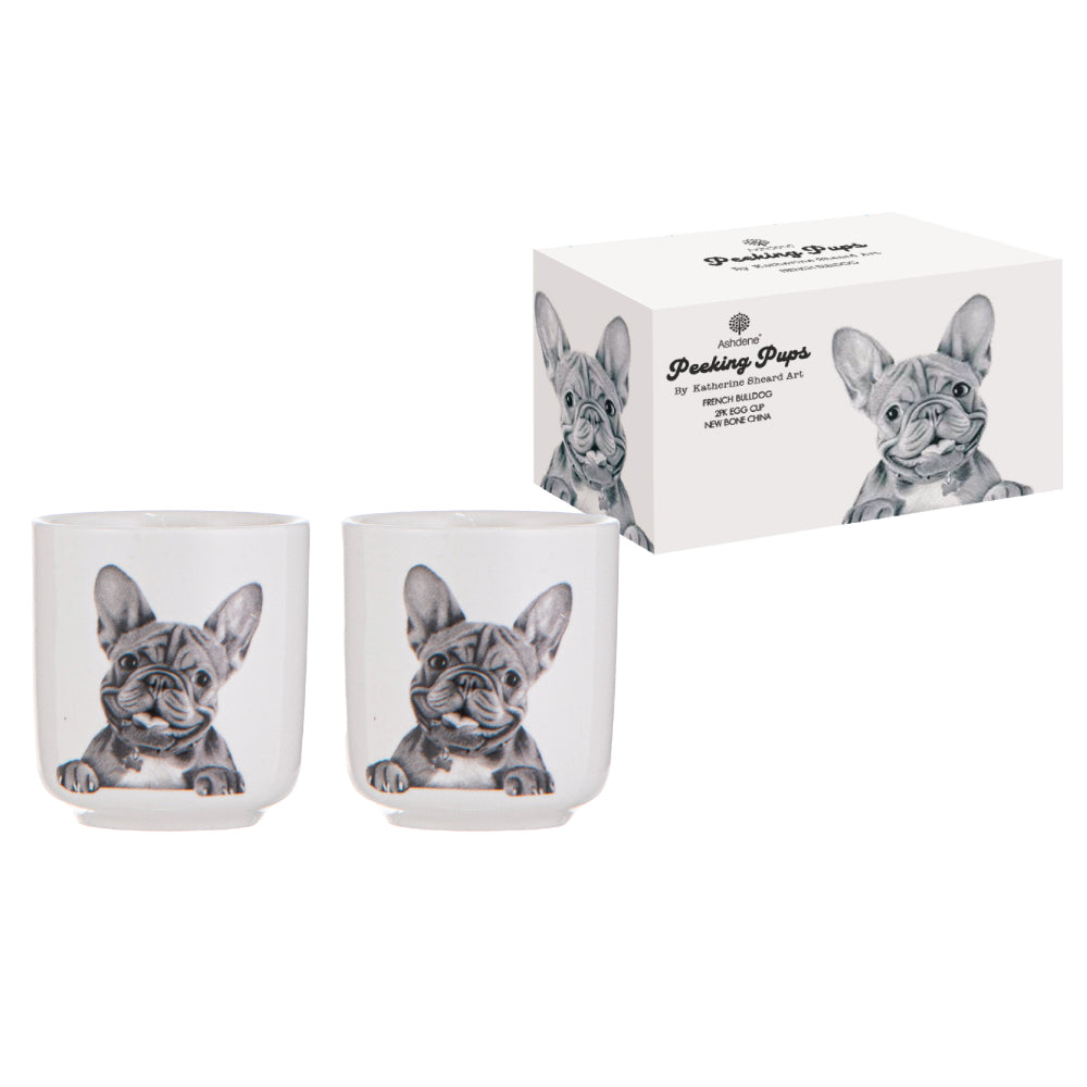 Ashdene Peeking Pups French Bulldog Set of 2 Egg Cups