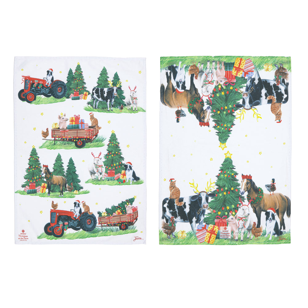 Ashdene Christmas At The Farm Set Of 2 Tea Towels