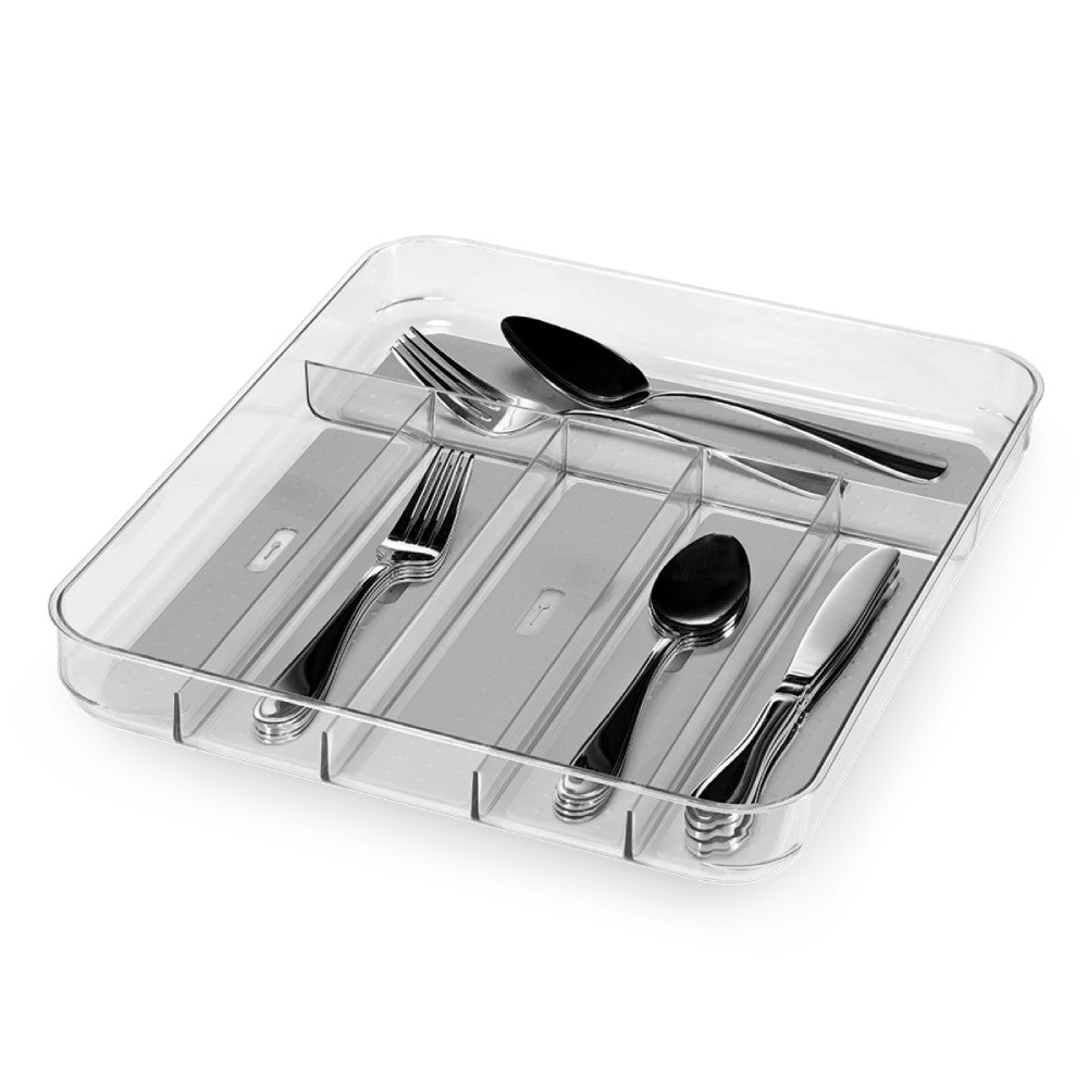 madesmart Clear Soft Grip 6 Compartment Cutlery Tray