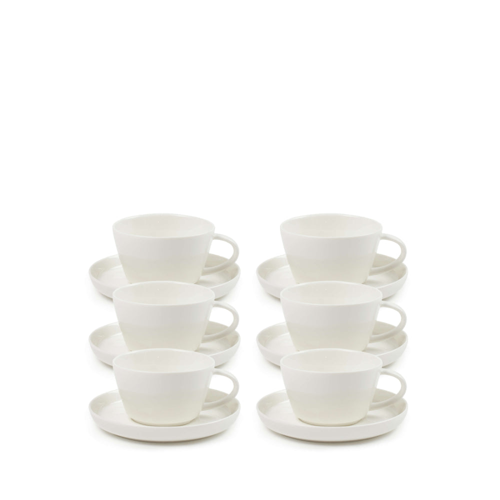 Salt & Pepper Canteen Tea Cups & Saucers 270mL - Set of 6