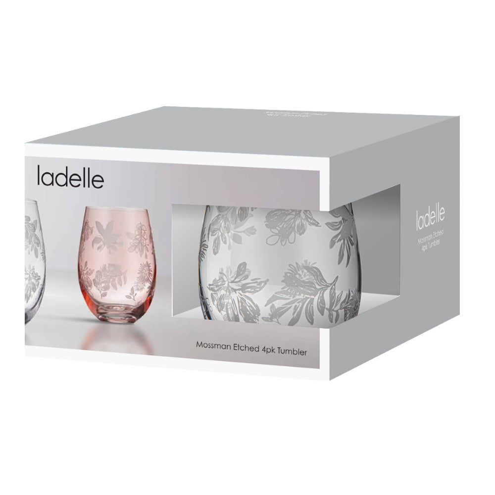 Ladelle Mossman Clear Etched Set Of 4 Tumblers