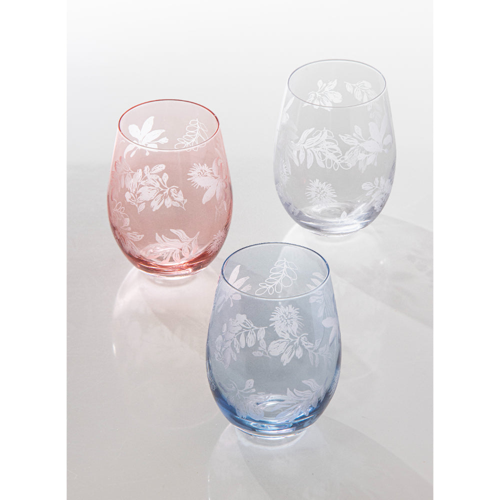 Ladelle Mossman Clear Etched Set Of 4 Tumblers