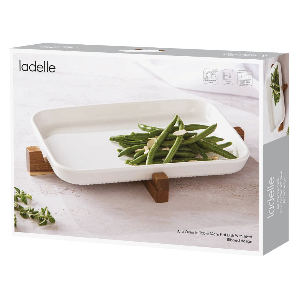 Ladelle Alto Oven To Table 32cm Flat Rib Dish With Trivet