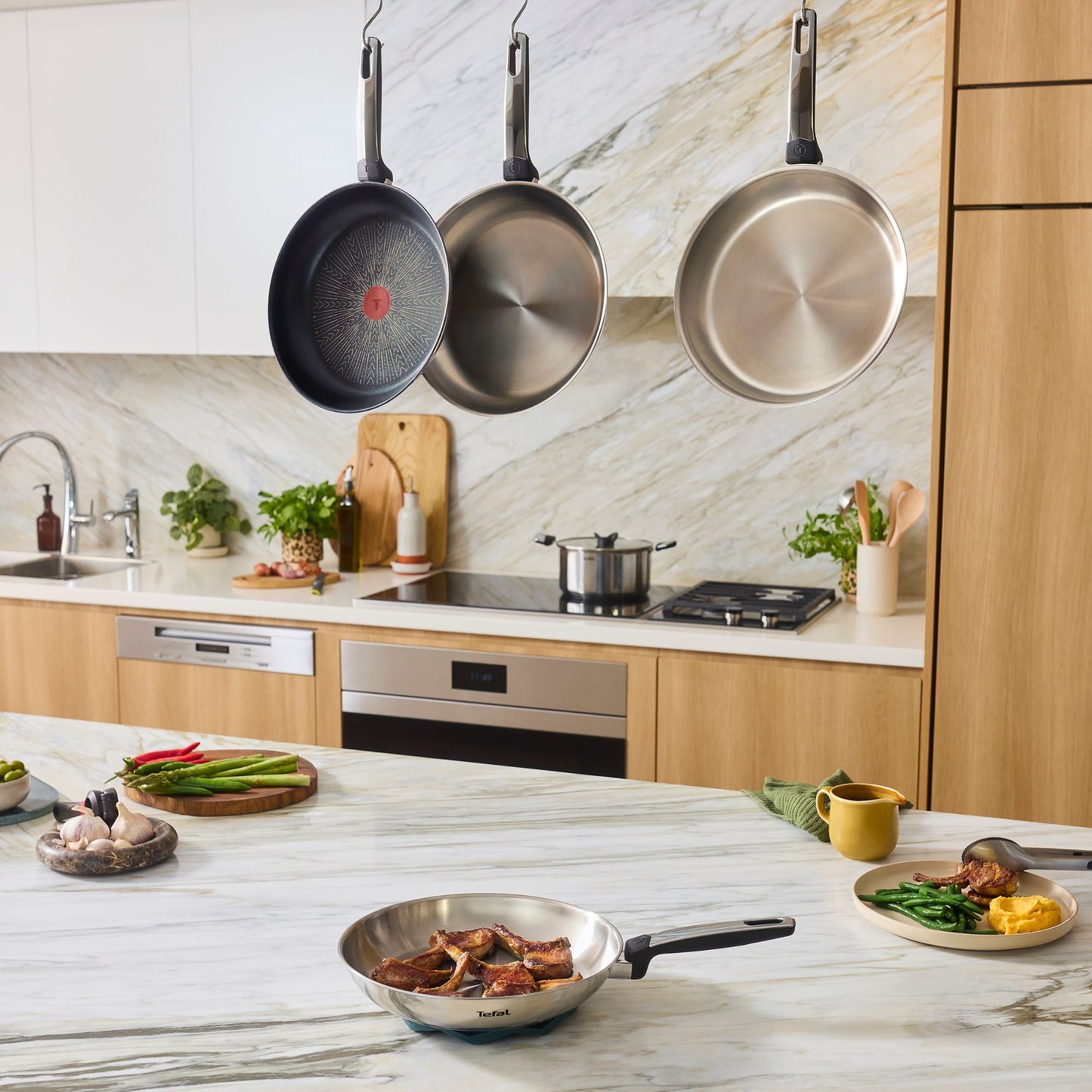 Tefal Emotion+ Induction Stainless Steel Twin Pack Frypan